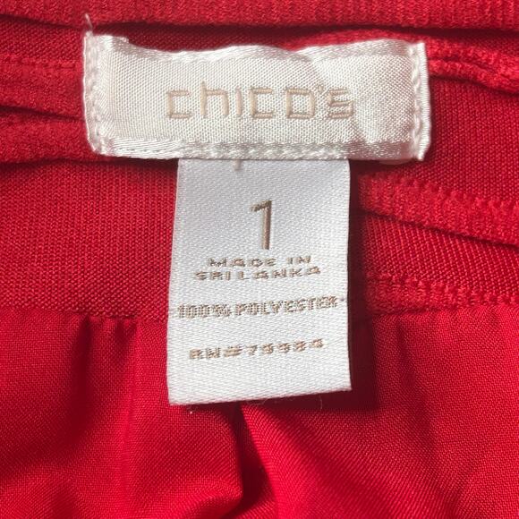 Chico's Jacket Blazer Women Size 1 (Med) Lipstick Red Office Glam Cocktail Party - Picture 4 of 7